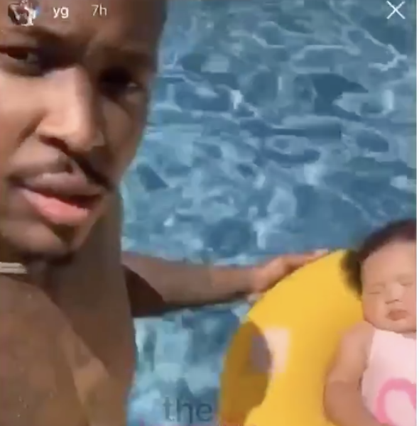 YG Spends Quality Time With His 10-Month-Old Daughter, Vibe, In The Pool