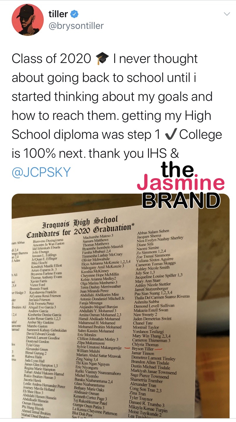 Bryson Tiller Earns His High School Diploma At 27 Thejasminebrand