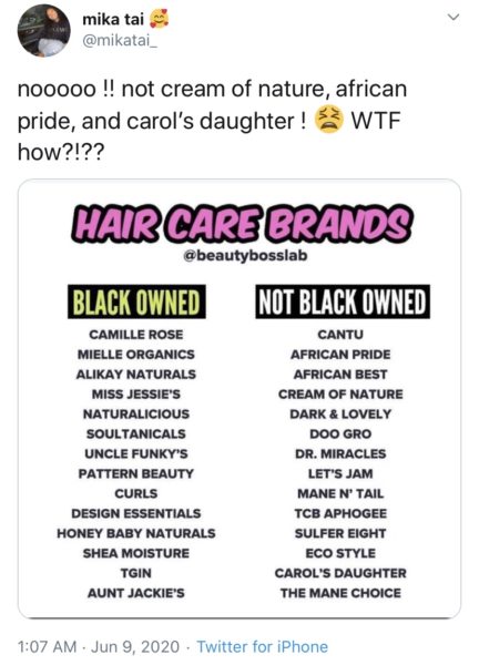 From Shea Moisture to Carol's Daughter, This List of Non-Black-Owned Hair  Brands May Surprise You