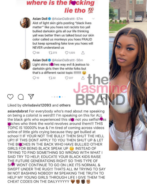 Asian Doll Says A Lot Of Light Skinned Girls Posting \