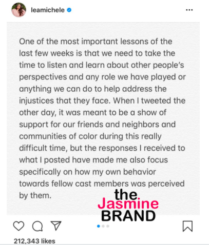 Lea Michele Apology 1 - thejasminebrand