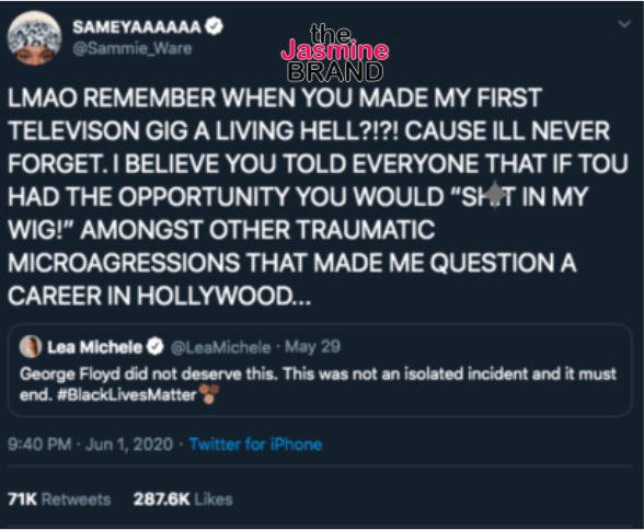 Samantha Ware calls out Lea Michele - thejasminebrand