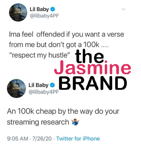 Lil Baby Says He'll Feel 'Offended If You Want A Verse From Me But Don ...