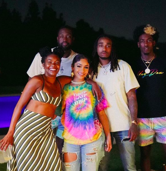 Gabrielle Union Hangs Out Poolside W/ Cousin Saweetie + Quavo, Dwyane Wade & Zaire Wade Join