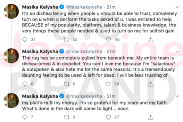 Masika Kalysha Fired From Umc S Double Cross After Faking Kidnapping Thejasminebrand