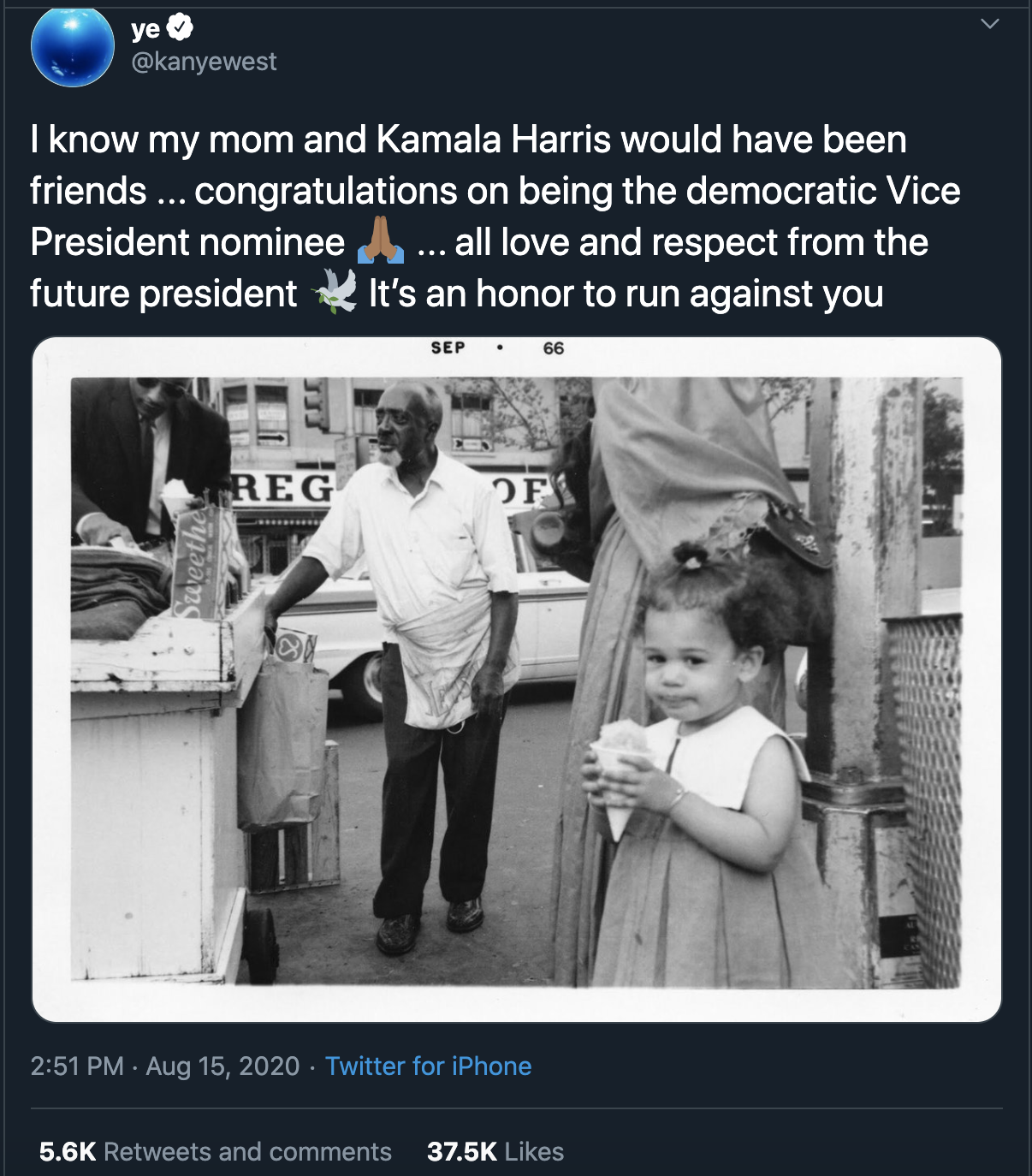 Kanye Tweets Kamala Harris “It's An Honor To Run Against You”, As He ...