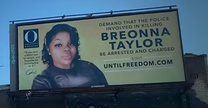 Breonna Taylor Billboard Vandalized With Red Paint Resembling Bullet Wound