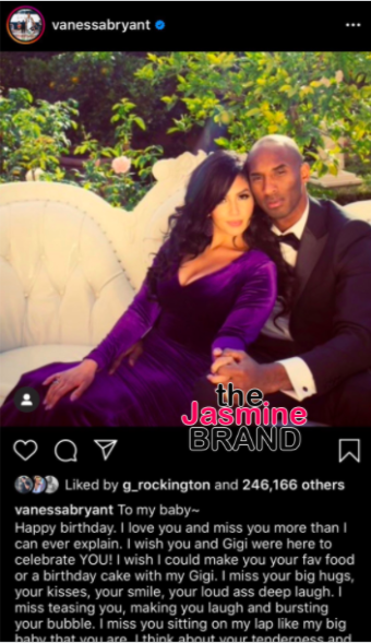 Vanessa Bryant writes love note to Kobe on his 43rd birthday