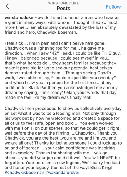 Michael B. Jordan Remembers Chadwick Boseman: “You Are My Big