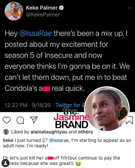 Keke Palmer Wants To Join 'Insecure', Tells Issa Rae 'I'm Ready ...
