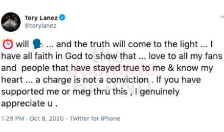 Tory Lanez Reacts To Being Charged For Allegedly Shooting Megan Thee  Stallion: The Truth Will Come To Light - theJasmineBRAND