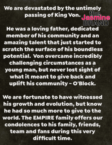 Rapper King Von's Family Issues Statement About His Death - theJasmineBRAND