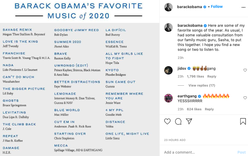 Barack Obama’s Favorite Music Of The Year Includes Megan Thee Stallion