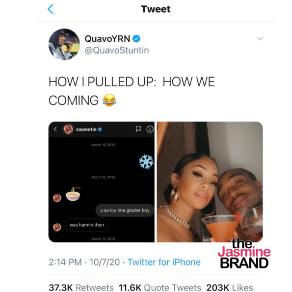 Quavo Buys His Girlfriend Saweetie A Bentley For Christmas + 'Tap In ...