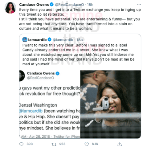 Candace Owens Says She's '100 Percent Suing Cardi B' After Their Heated ...