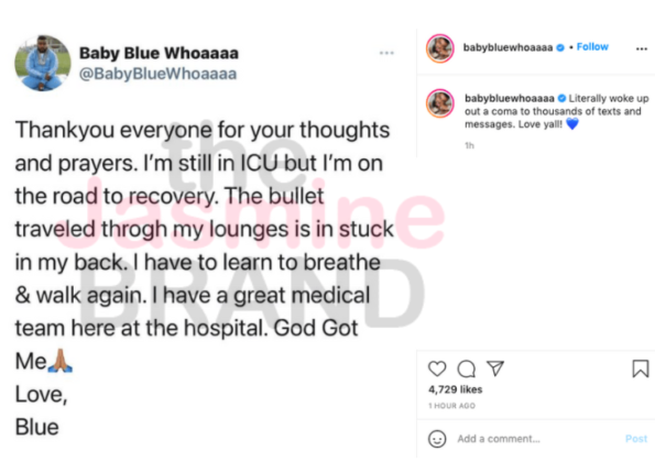 Pretty Ricky Rapper Baby Blue Gives Update on His Condition After Being  Shot (UPDATE)