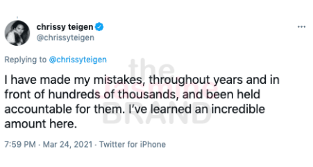 Chrissy Teigen returns to Twitter