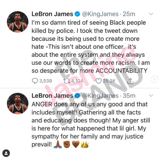 lebron james twitter post today