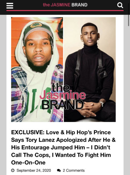 Entourage Porn Captions - Tory Lanez Accused Of Lying About His Identity To Avoid Getting Served In  Love & Hip Hop Miami Star Prince's Assault Lawsuit - theJasmineBRAND