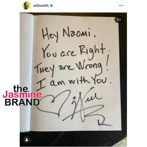 Will Smith Pens Naomi Osaka Heartfelt Note