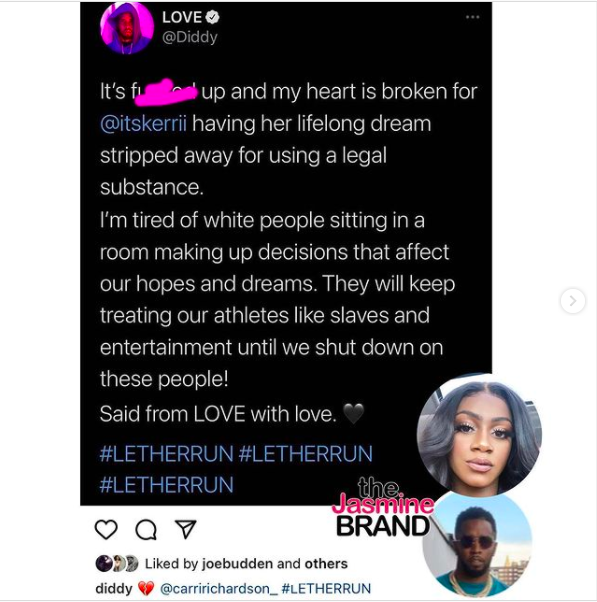 Diddy Explains His Controversial Remarks About Sha'Carri Richardson's ...