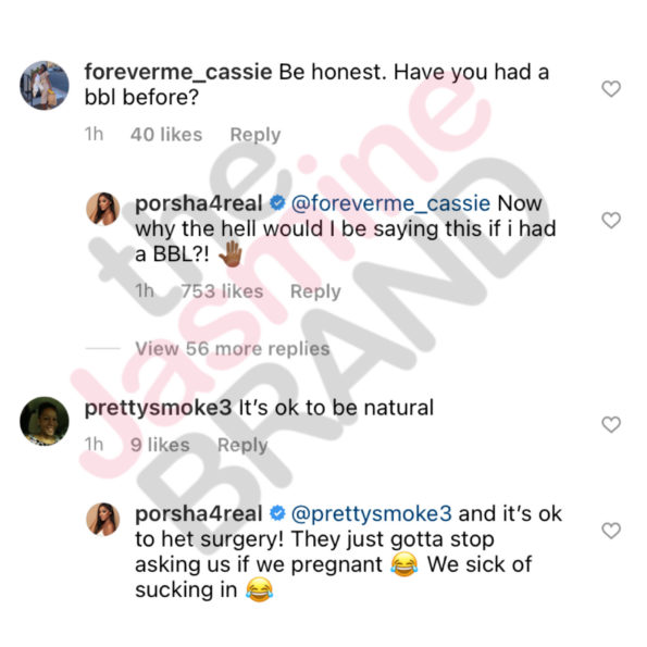 Porsha Williams Denies Getting A Brazilian Butt Lift, Says If You Have A  Fupa Or Gut It's Okay - theJasmineBRAND