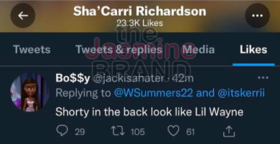 Sha'Carri Richardson Sparks Controversy After Liking Shady Tweet About ...