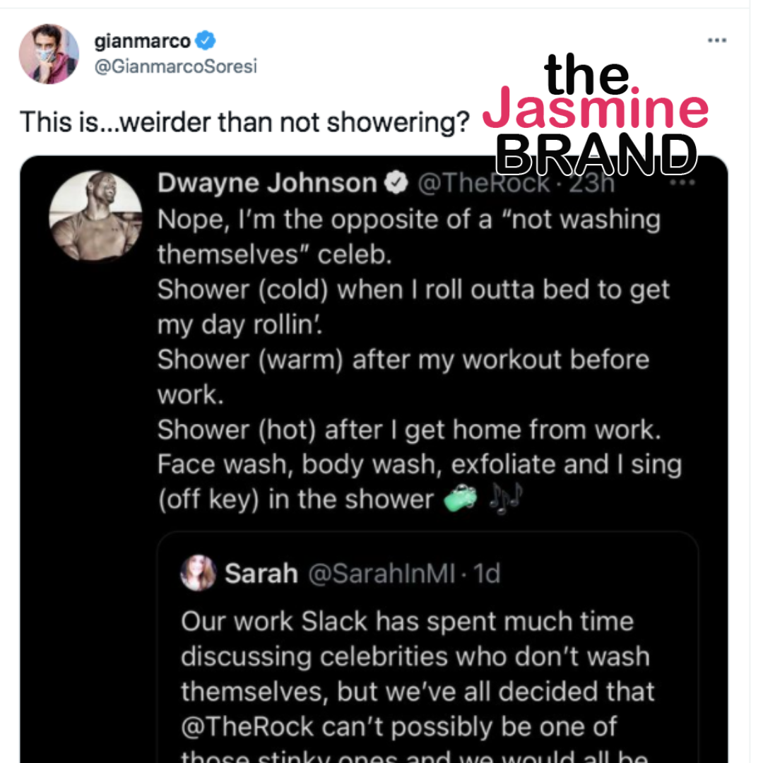 Dwayne Johnson Reveals He Showers 3 Times A Day & Is The ‘Opposite Of A Not Washing Themselves