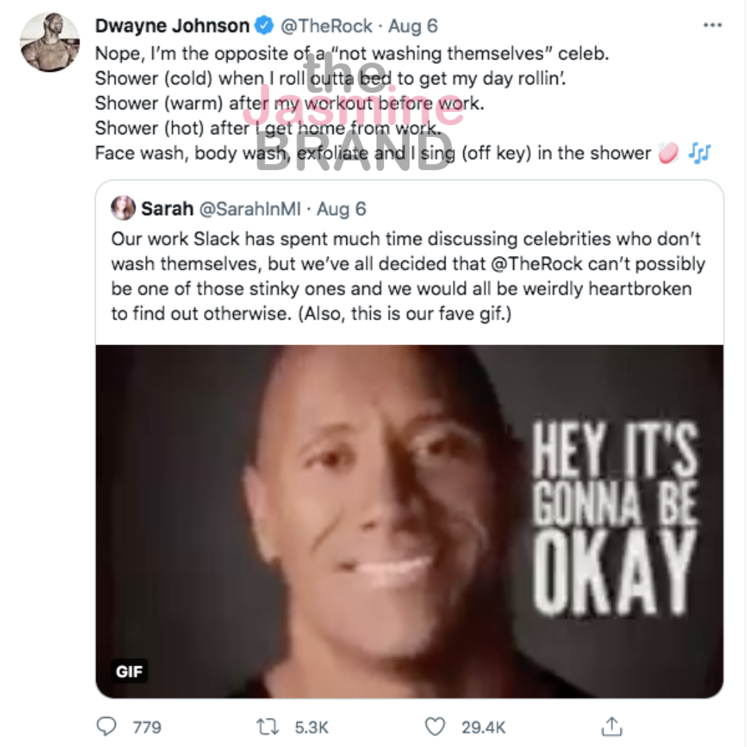 Dwayne Johnson Reveals He Showers 3 Times A Day & Is The ‘Opposite Of A Not Washing Themselves