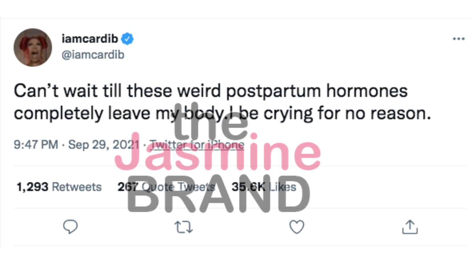 Cardi B Says She's Been 'Crying for No Reason' & Dealing With 'Weird