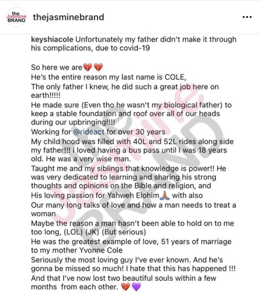 Keyshia Cole Loses Adoptive Dad to COVID-19 Months After Biological Mom's  Death: 'I Hate That This Has Happened