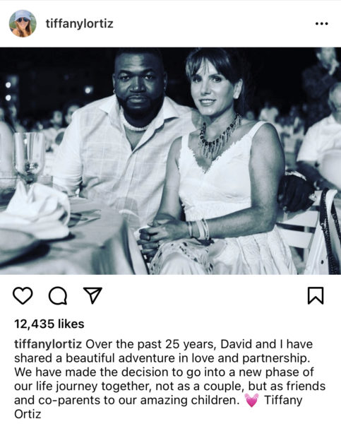 Ex-Boston Red Sox Player David Big Papi Ortiz & Wife Tiffany Announce  Divorce, Ending 25-Year Marriage - theJasmineBRAND