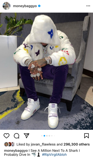 Moneybagg Shows Off His Full Grey & Black Louis Vuitton Outfit