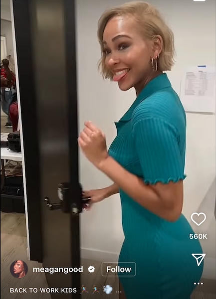 Meagan Good Struts For The Gram Days After Trending For Ms. Good If Ya Nasty T-Shirt – “Back To Work Kids”