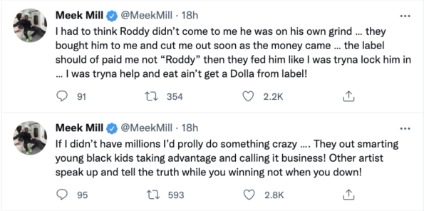 Meek Mill Says Atlantic Records 'Raped' Him of Roddy Ricch