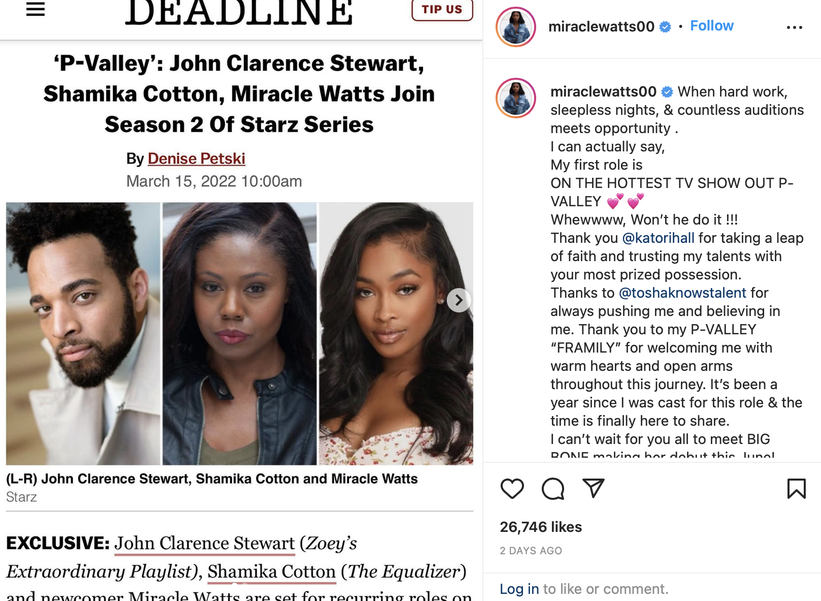 Actor Tyler Lepley's Girlfriend Miracle Watts Cast In "P-Valley" Series