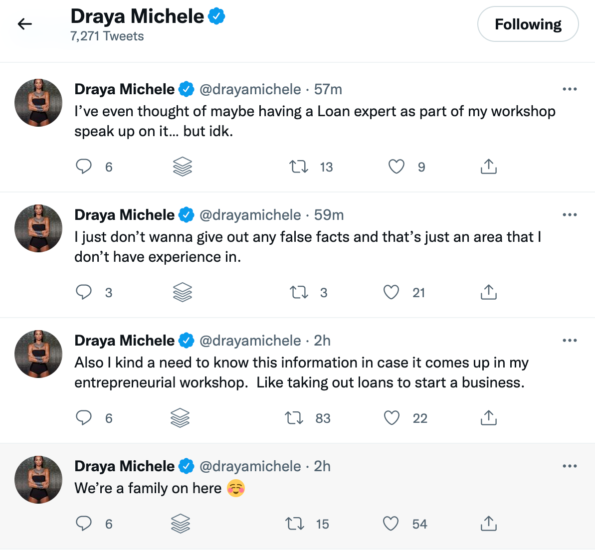 Draya's SBA Tweets