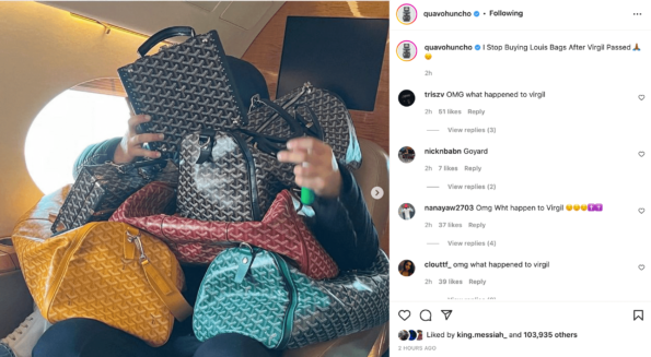 Migos Rapper Quavo Says He Stopped Buying Louis Vuitton Bags After Virgil  Abloh's Passing