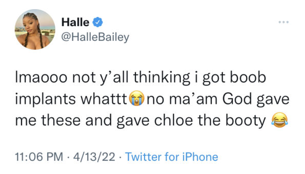 Halle Bailey Göğüs İmplantı Söylentilerini Kapattı: Bunları Bana Tanrı Verdi