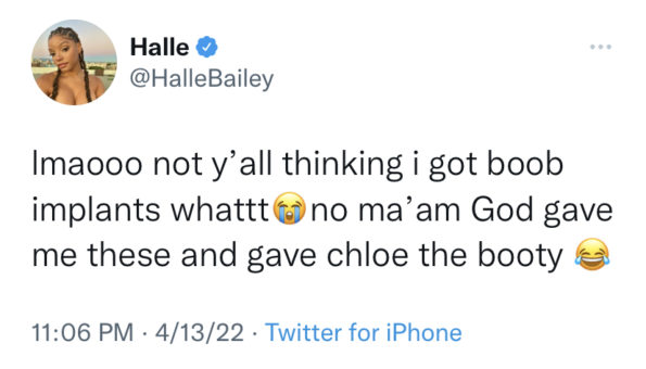 Halle Bailey Denies She Has Breast Implants: 'God Gave Me These