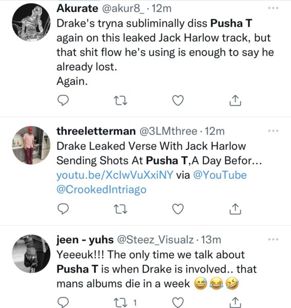 Drake'in Sızan Jack Harlow Şarkısına Pusha T'yi Reddettiği İddiası