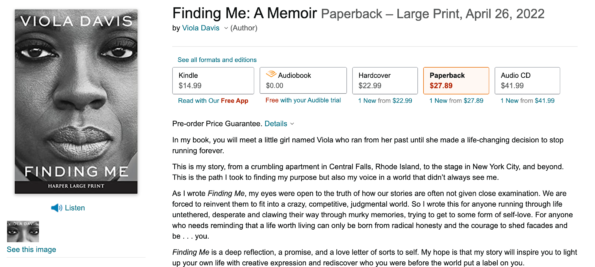 Finding Me Memoir via Amazon