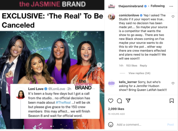 Loni Love Addresses 'The Real' Being Canceled After 8 Seasons: I Had To  Console A Lot Of Crew & Fans - theJasmineBRAND