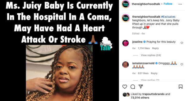 Ms. Juicy Baby of 'Little Women: Atlanta' out of hospital after stroke