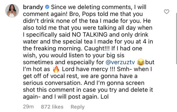 Brandy Görünüşte Ray J'nin Vokallerinin 'Verzuz' Savaşı Sırasında Neden Zorlandığını Açıklıyor
