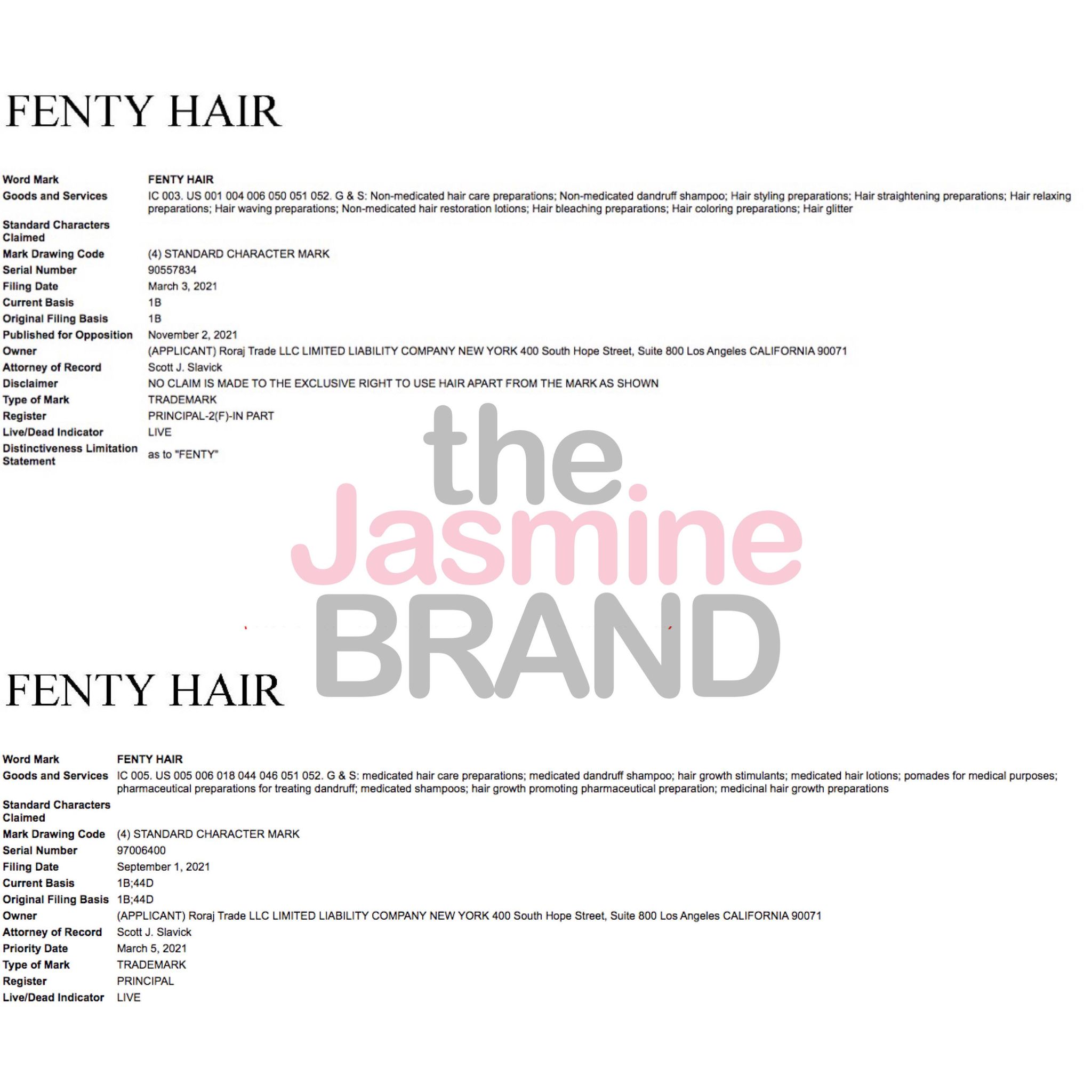Rihanna, 'Fenty Hair' Ürünleri İçin Yeni Ticari Markalar Dosyaladı, Kategoriler Peruk ve Elektrik Temellerini İçeriyor