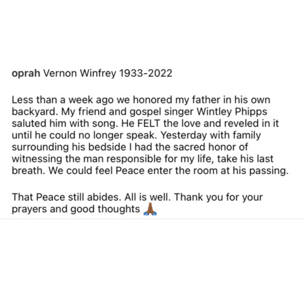 Başsağlığı: Oprah'ın Babası Öldü, Ona 'Takdir Günü' Barbekü Attıktan Günler Sonra