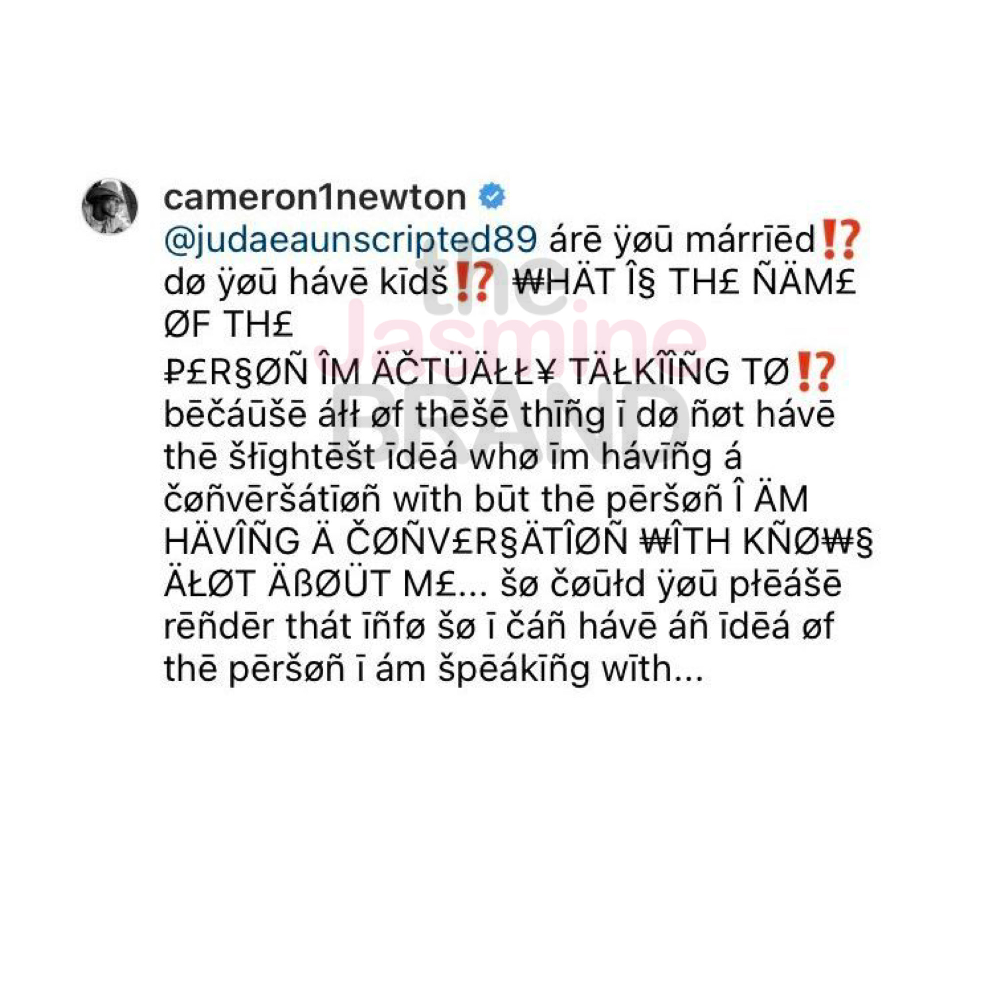 Cam Newton's Girlfriend Jasmin Brown Responds To Criticism Over