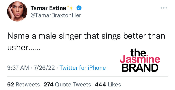 Tamar Braxton, Halkın Usher'den Daha İyi Bir Erkek Şarkıcı Adı Vermesine Meydan Okuduktan Sonra Tartışmaya Yol Açtı