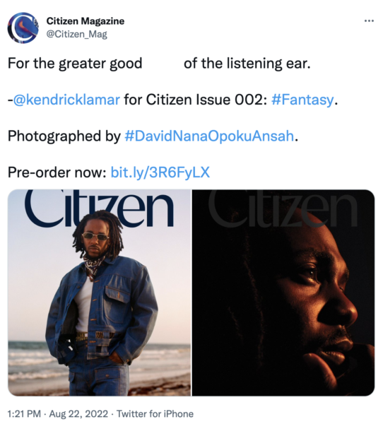 Kendrick Lamar Appears On The Cover of Citizen Magazine's Fantasy Issue